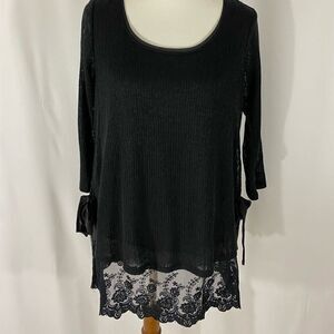 Lauren Conrad Black Long Sleeve Lacey Top